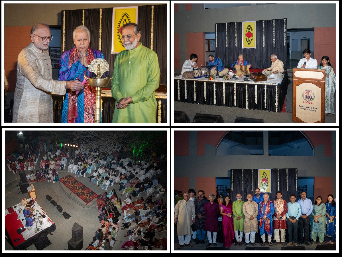 SVGU Hosts SPICMACAY: Padma Bhushan Pandit Sajan Mishra’s Performance Echoes in Campus